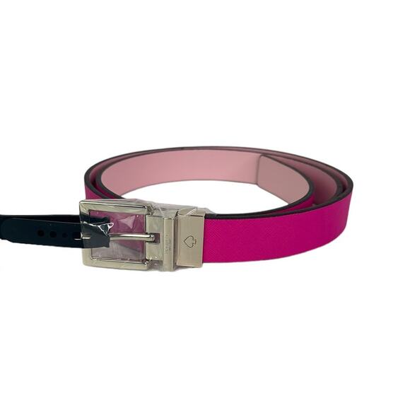 Kate Spade Reversible Belt  XL Vivid Snapdragon and Pink with Gold Hardware - Picture 3 of 9